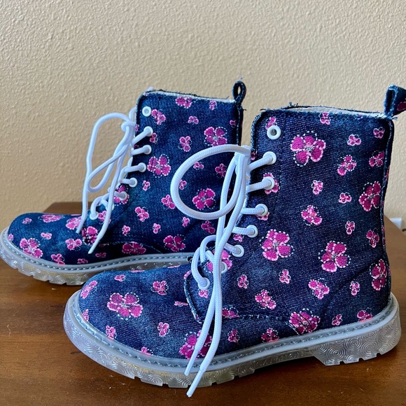 New Cafe Noir denim combat boots - Picture 1 of 9